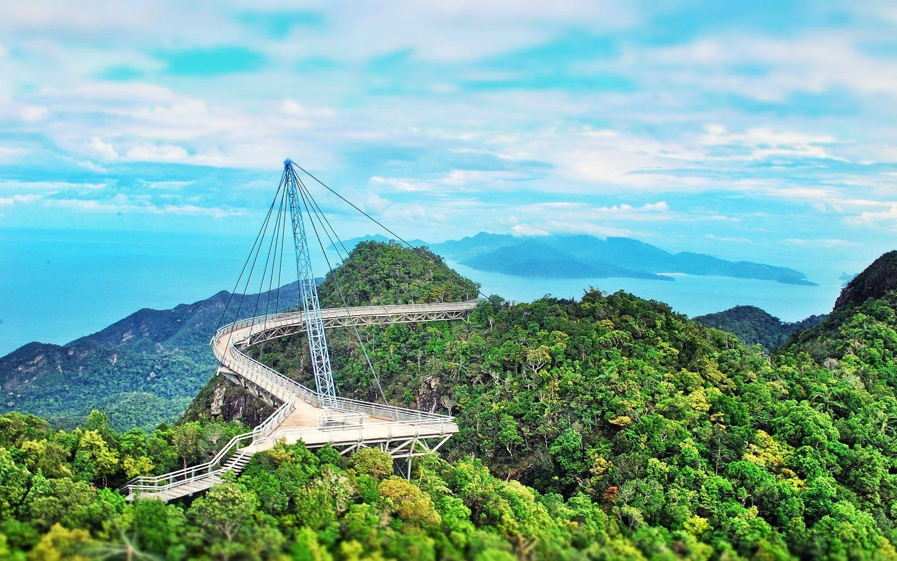 hình nền điện thoại cầu treo Sky Bridge trên đỉnh núi rừng xanh view biển đẹp mắt