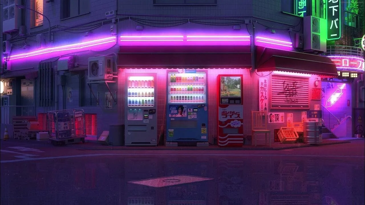 Ảnh lofi chill lấy khung cảnh 1 góc phố